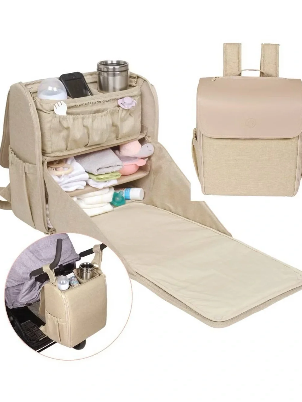 Lulyboo Diaper Cubby Organizer in Light Taupe